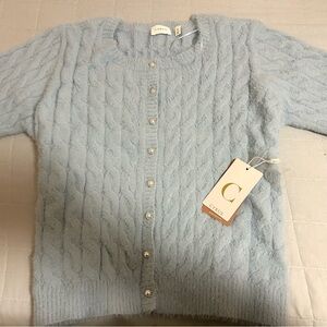 Cyrus Soft Blue Cable Knit Cardigan